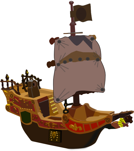 Pirate Ship 2 Clip Art - Writing Prompts For 3 Grades (534x598)