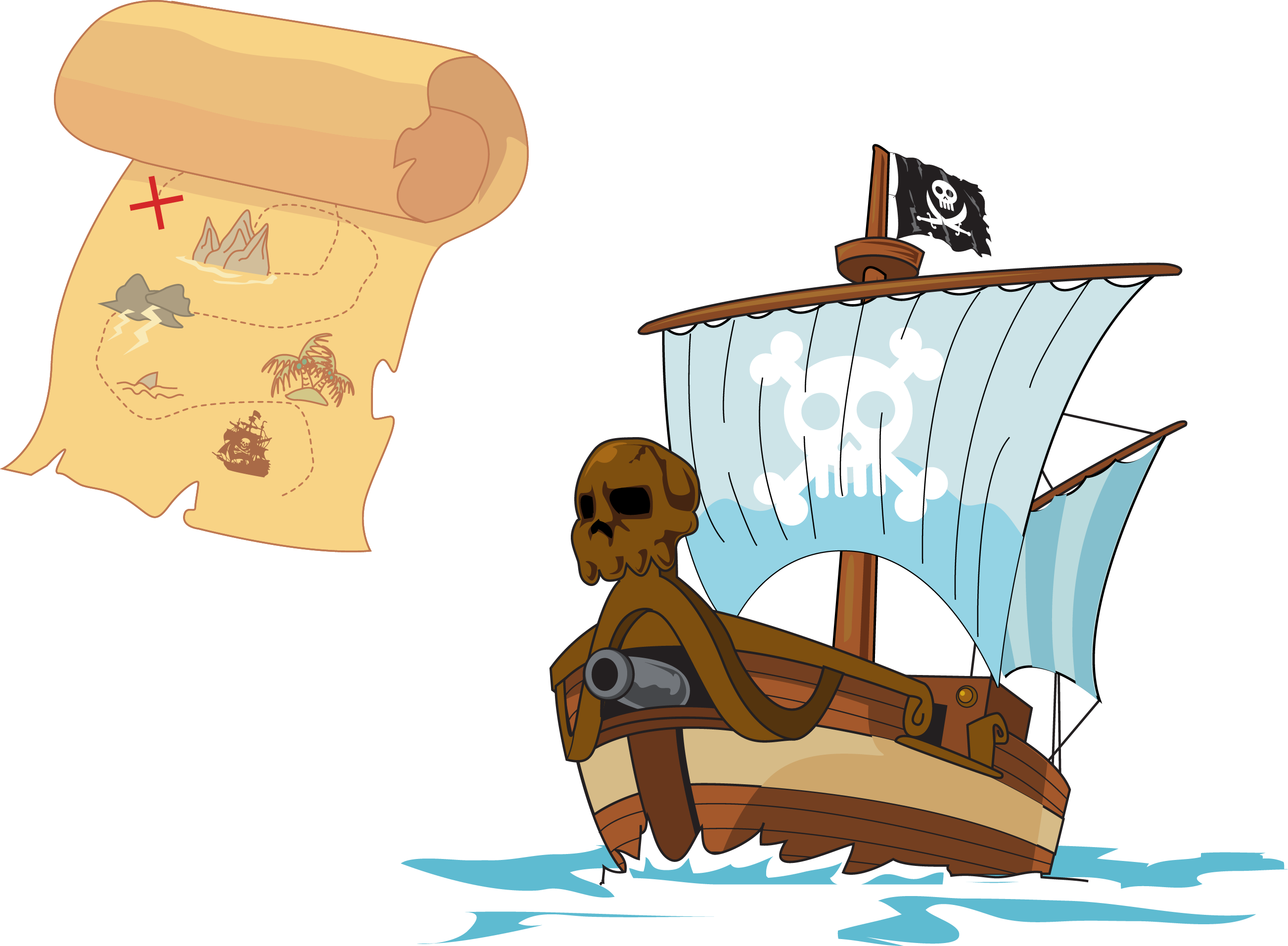 Treasure Island Piracy Treasure Map - Pirate Treasure Vector Png (2604x1913)