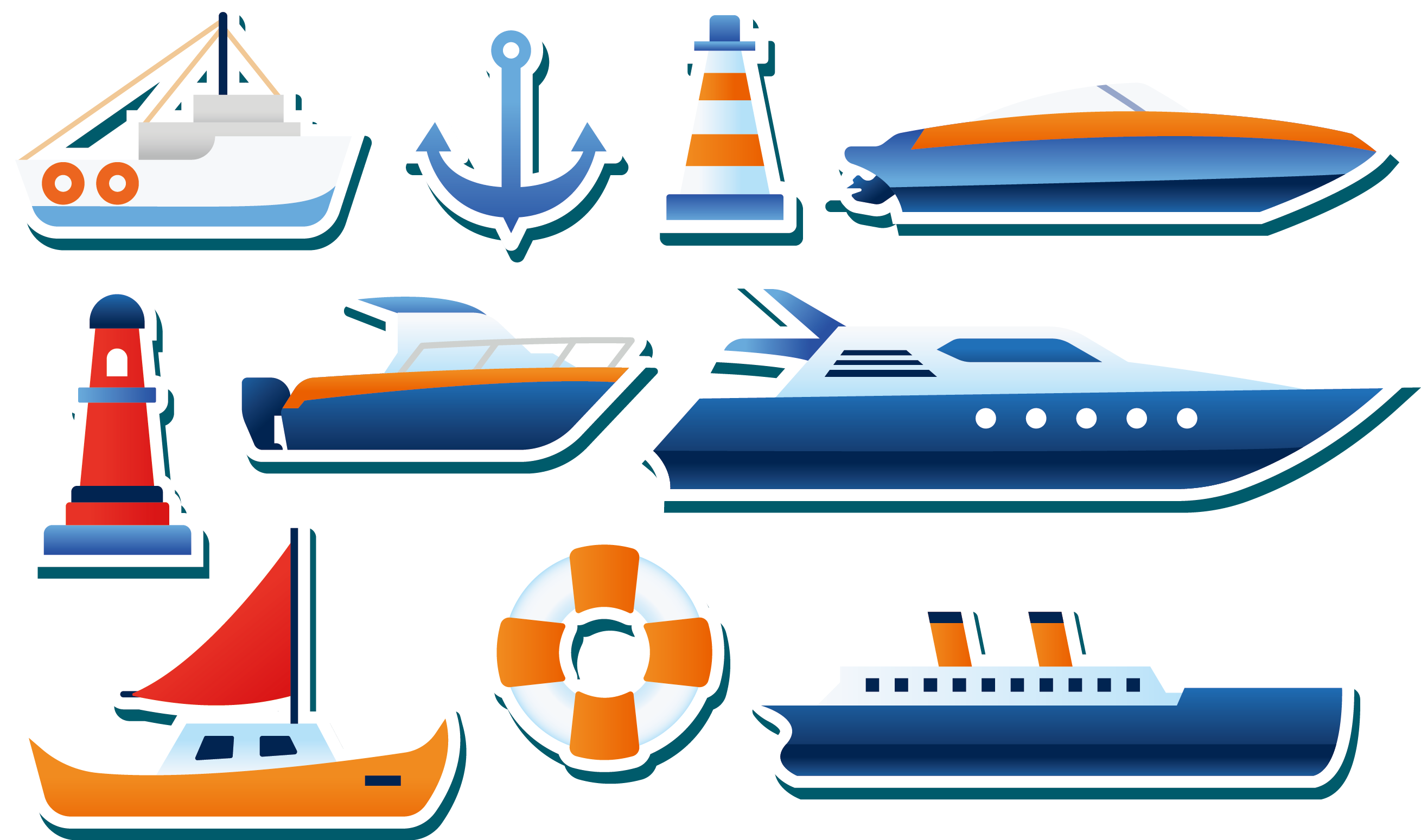 Yacht Euclidean Vector Sticker Clip Art - Yacht Euclidean Vector Sticker Clip Art (2619x1549)