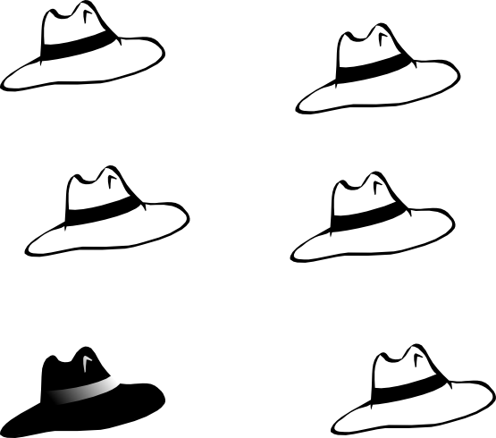 Pirate - Hat - Clipart - Black - And - White - Six Hats (555x490)