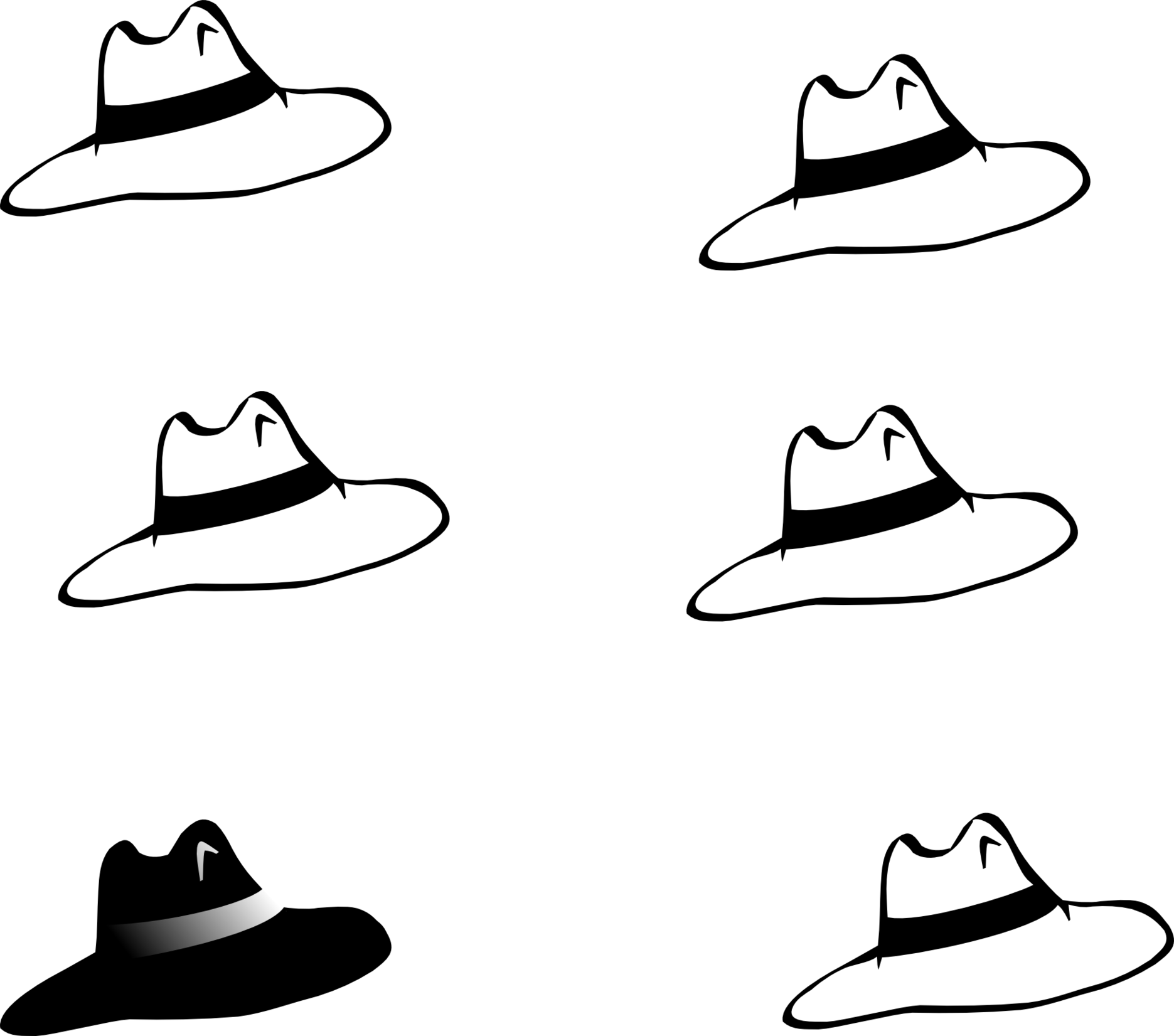 Hat Black And White Black And White Clipart Hat Clipart - Six Hats (1871x1651)