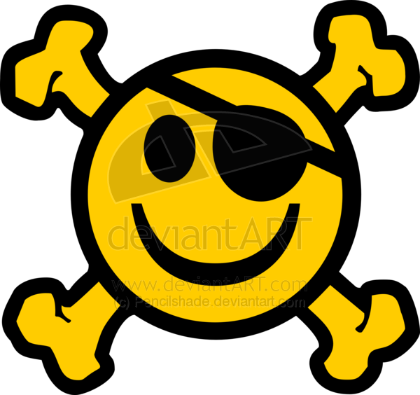 Crossbone Pirate Smiley By Pencilshade Clipart - Pirate Smiley (600x564)