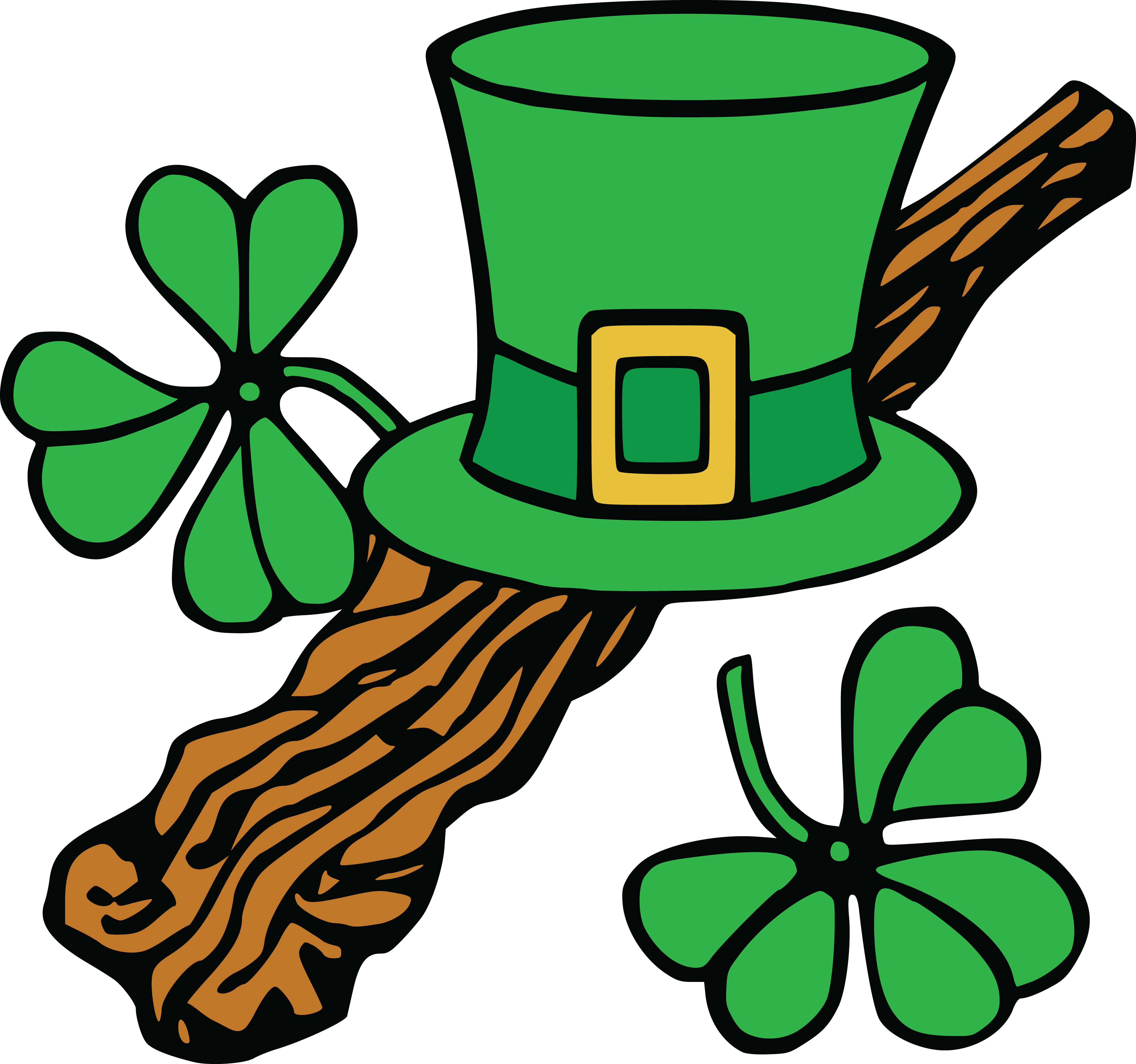 Free Clipart Of A St Patricks Day Leprechaun Hat And - Clip Art St Patricks (4000x3746)