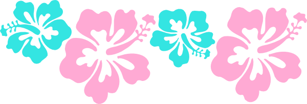 Hibiscus Clipart Aqua - Blue And Pink Hibiscus Clipart (600x203)