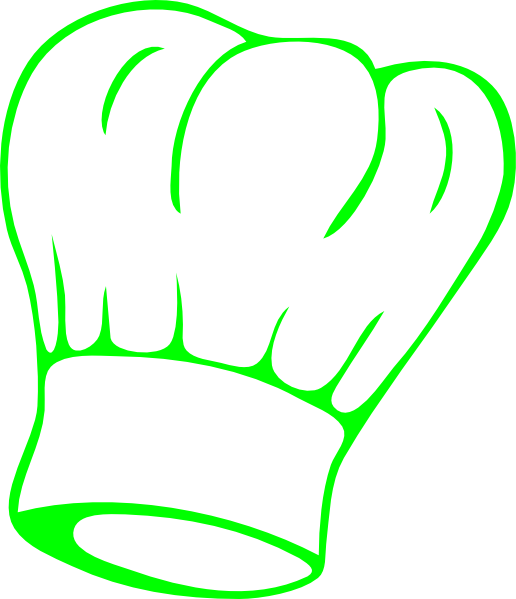 Chef Hat Green Clip Art - Chef Hat Black And White (516x599)