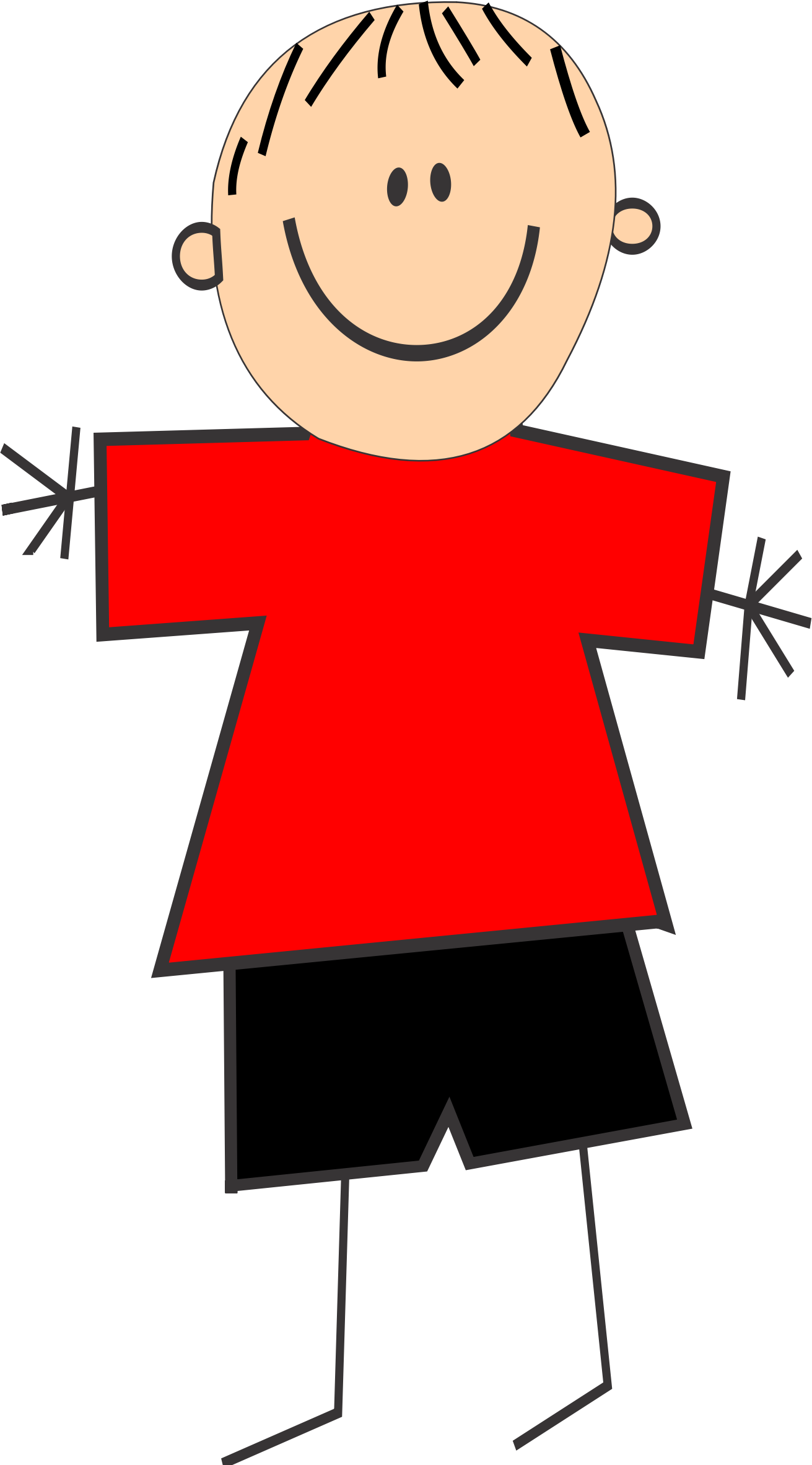 With Red Shirt - Boy With Red Shirt Clipart (1311x2363)