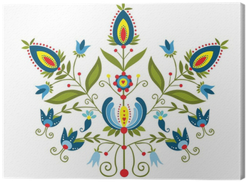 Cuadro En Lienzo Patrón Polaco Con Flores Decorativas - Illustration (400x400)