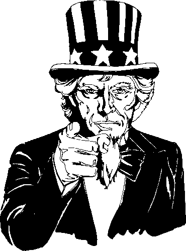 Image For Uncle Sam Pointing Black And White Clip Art - Black And White Uncle Sam (370x500)