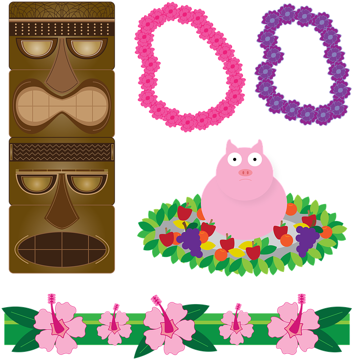 Hawaiian Luau Clipart 12, - Hawaii Luau Beach Towel (720x720)