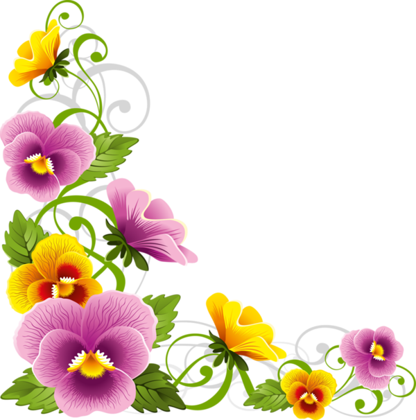 Edges, Corners Tubes, Corners - Flower Borders Corner Png (600x606)