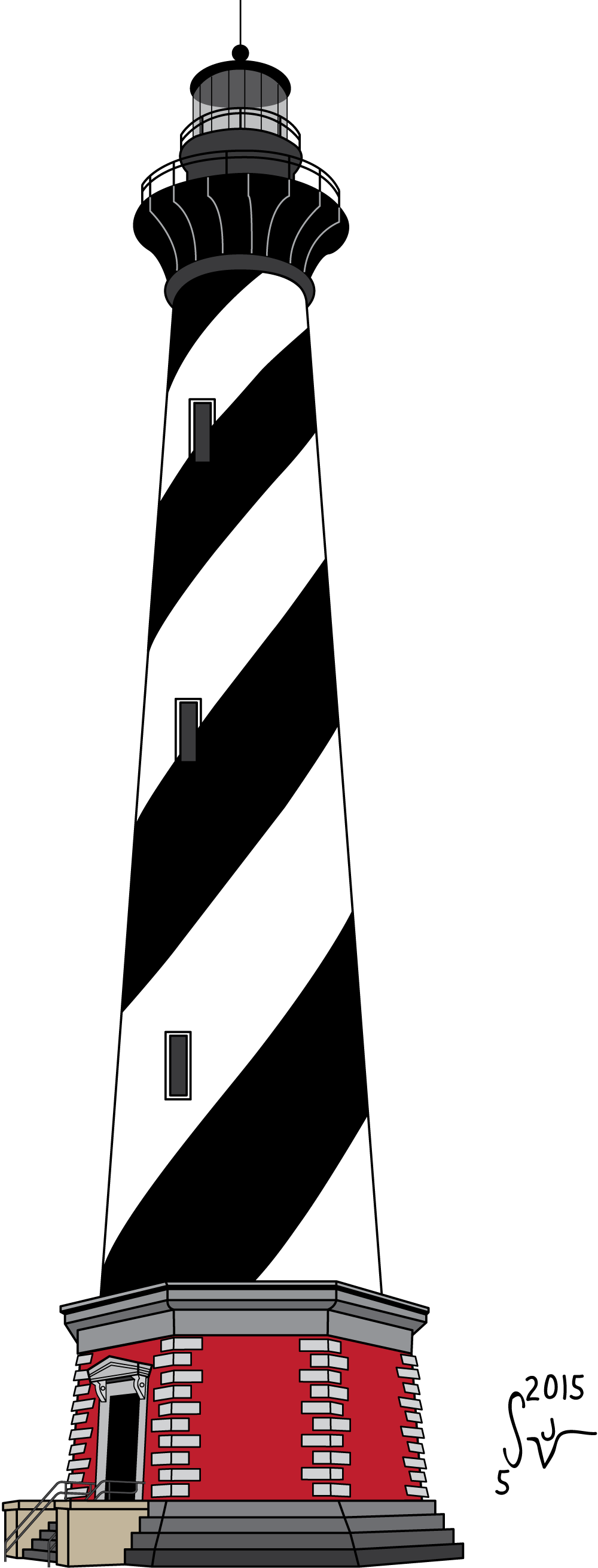 Cape Hatteras Lighthouse Clipart - Cape Hatteras Light (1000x2620)