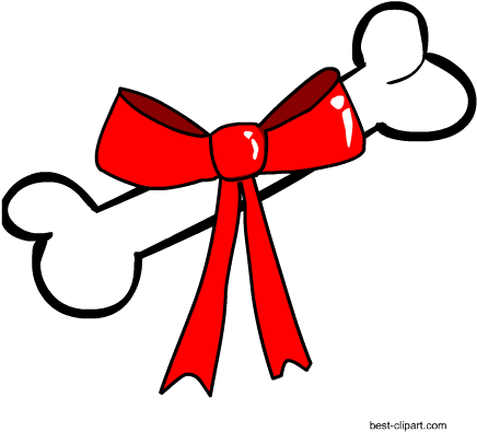 Dog Bone With Ribbon Free Clip Art - Clip Art (450x450)
