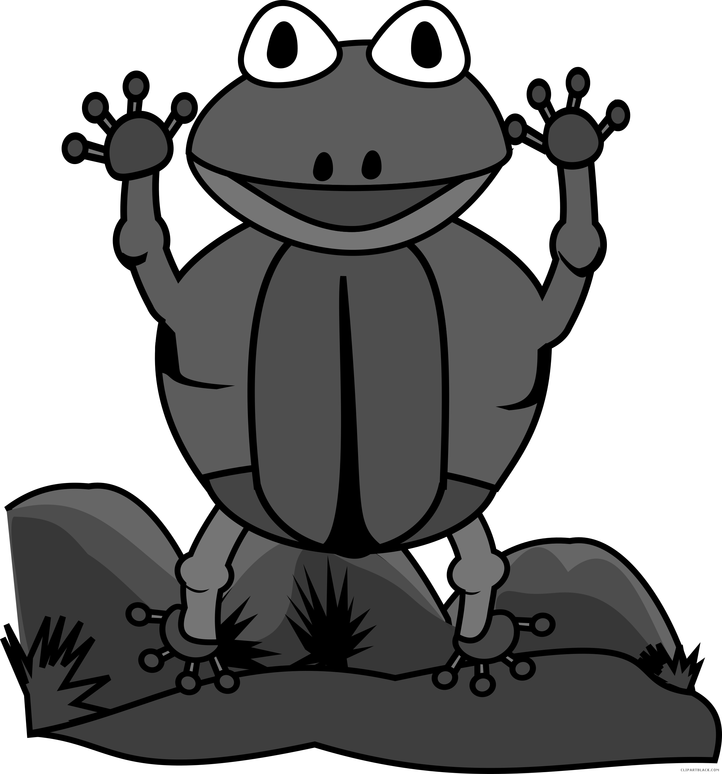 Jumping Frog Animal Free Black White Clipart Images - Frog (2333x2500)