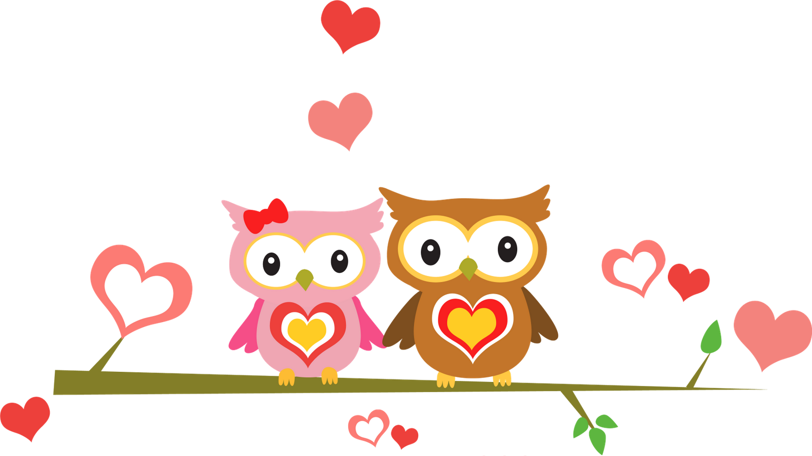 Love Cartoons Owl - Owl Couple Png (1600x899)