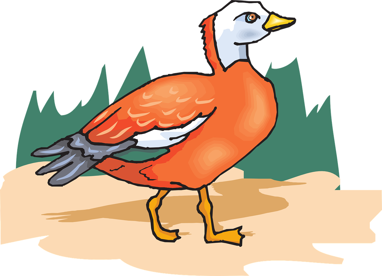 Tree Orange Bird Wings Standing Png Image - Portable Network Graphics (1280x925)