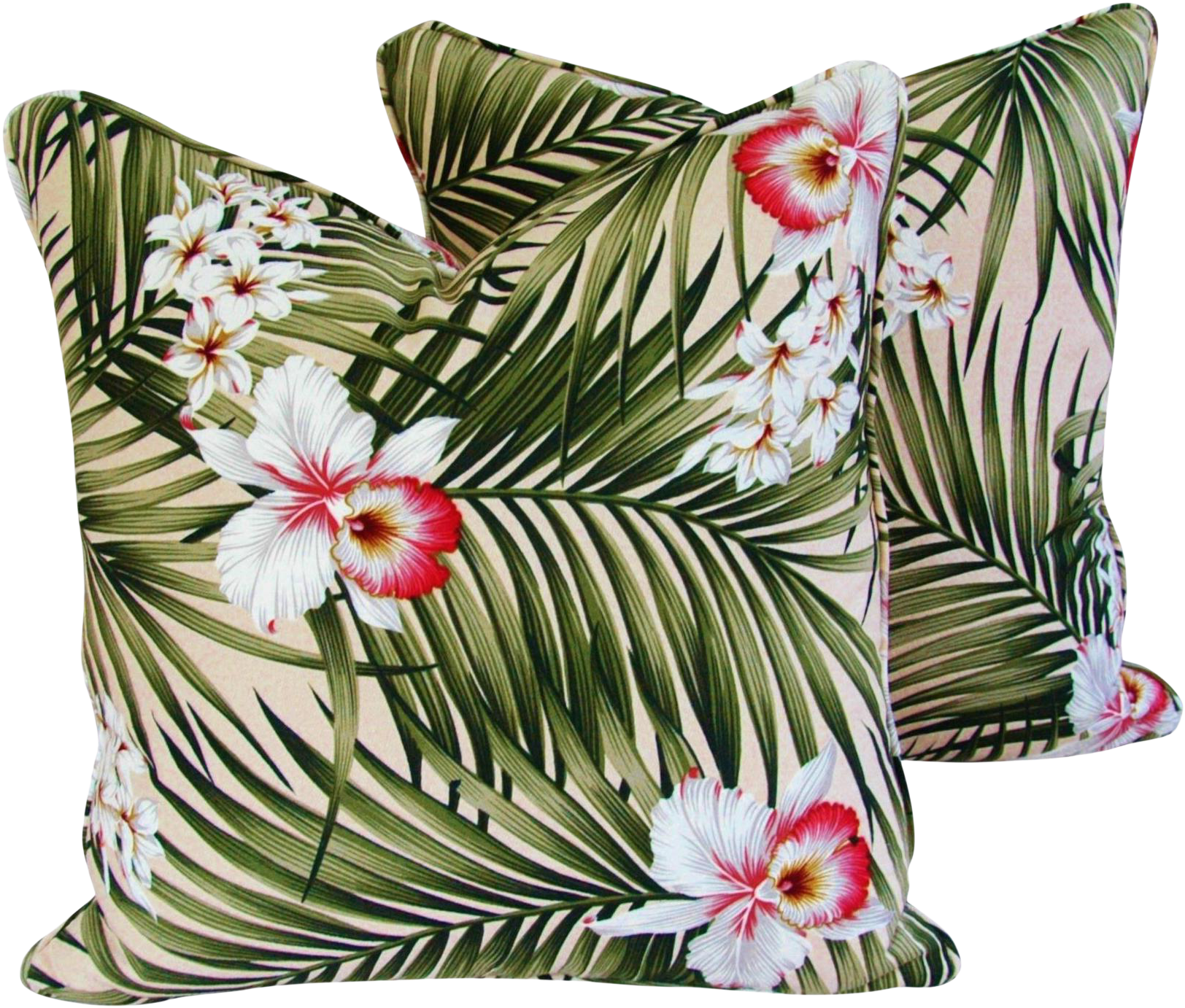 Tropical Lush Palm Leaf & Orchid Feather/down Pillows - Spice Islands Rocking Chair Upholstery: Botanical Fern (1703x1428)