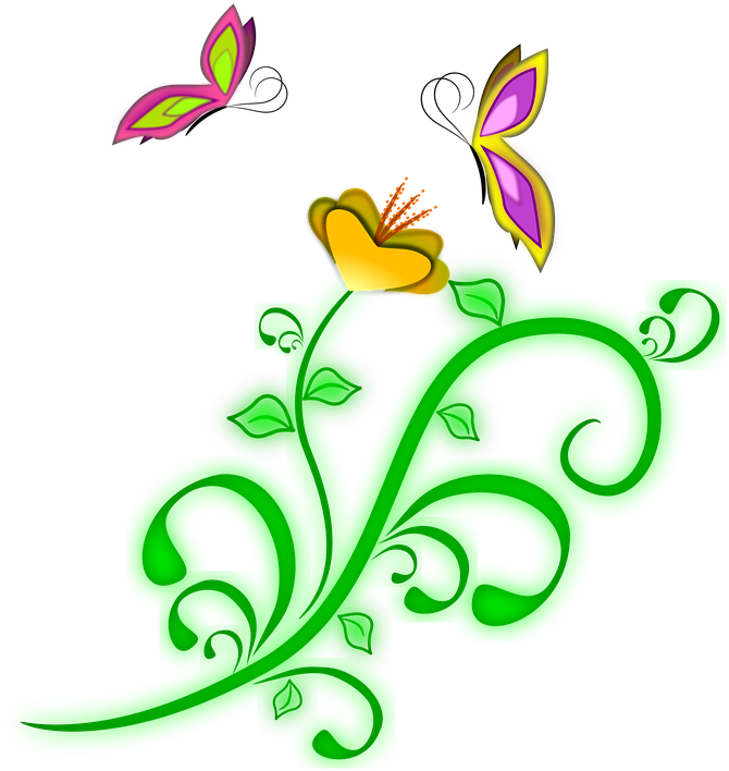 Vine Clipart Butterfly Flower - Borboletas Png (690x720)