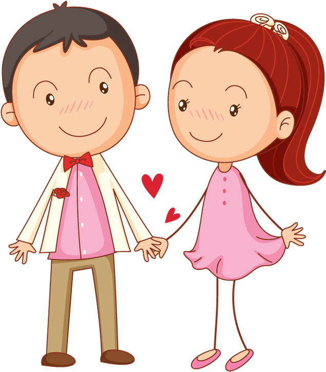 Cartoon Couple In Love Holding Hands - Boy And Girl Love Cartoon (640x730)