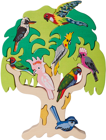 Australian Bird Tree Puzzle - Puzzle (600x600)