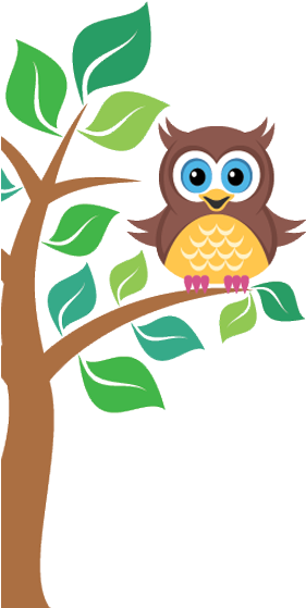Nursery School In Southampton - Owl Sitting On Tree Clipart (340x600)