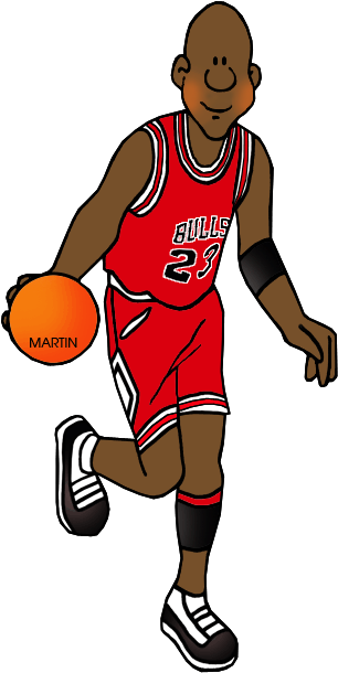 United States Clip Art By Phillip Martin Famous People - Michael Jordan Clipart Free (338x648)