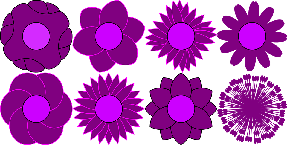 Flower Shapes Cliparts - Flower Shapes (960x485)