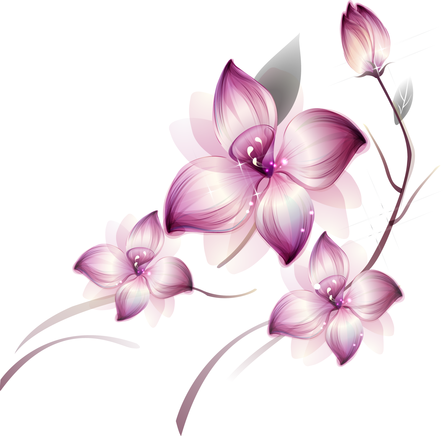 [res] Purple Flowers Png By Hanabell1 - Transparent Flower Png (1500x1478)