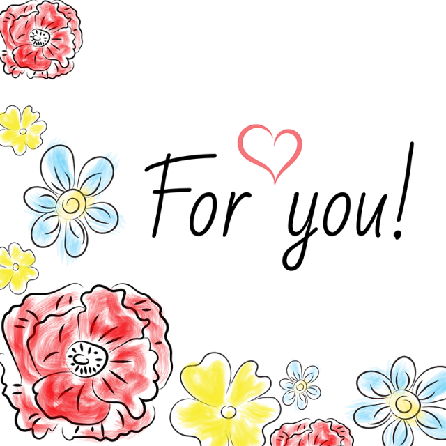 Colored Hand-drawn Floral Background, Colored Hand - Flower (640x640)