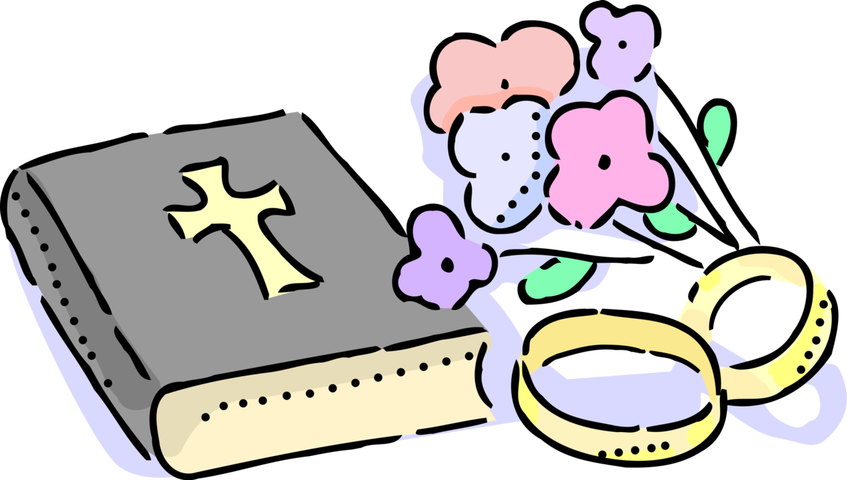 Vector Illustration Of Wedding Ring Bands With Christian - Bible Clipart Wedding (1234x700)