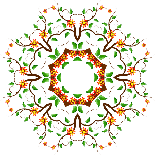 Vector Drawing Of Decorative Floral Pattern - Circle Pattren Vector Png (500x500)