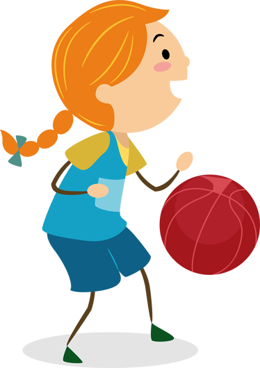 Wall Color - Cartoon Girl Playing Basketball Png (374x530)