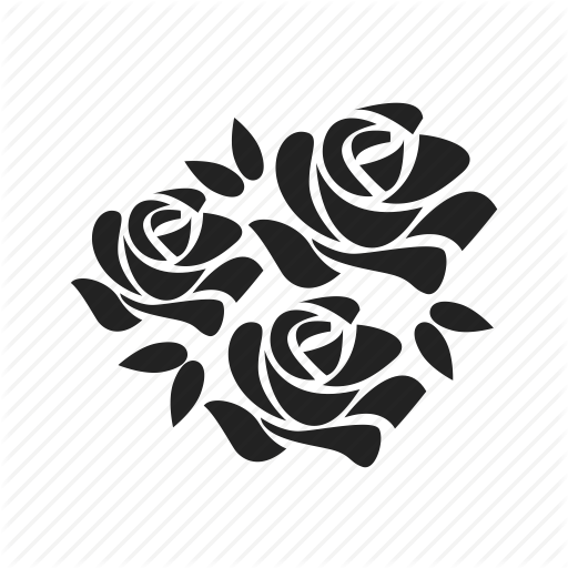 Flower Bouquet Icon - Schwarzes Blumentätowierungs- Und Küchentuch (512x512)