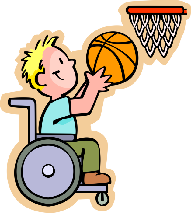 Vector Illustration Of Primary Or Elementary School - Menino Na Cadeira De Rodas (628x700)