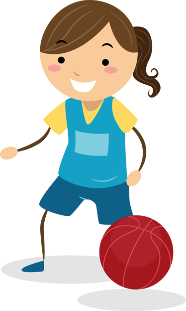 Girl Basketball Kids Sticker - 2nd Grade Math Learning Games: Fractions | Math Worksheets (374x624)