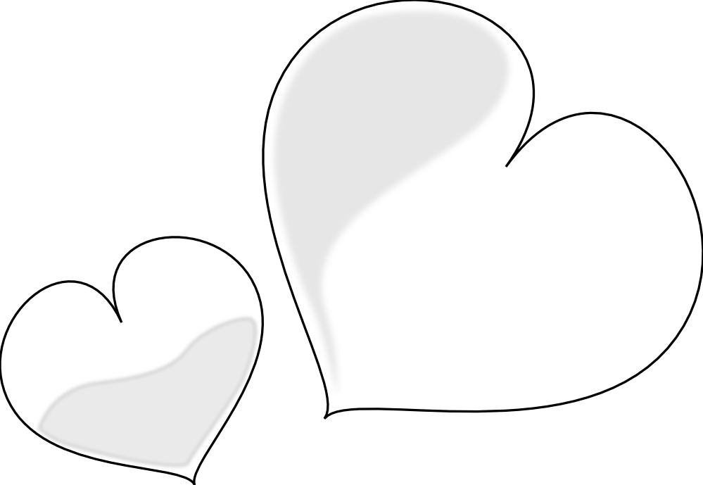 Net Clip Art Heart Glossy Two Black White Line - Clip Art Black Amd White Heart (999x689)