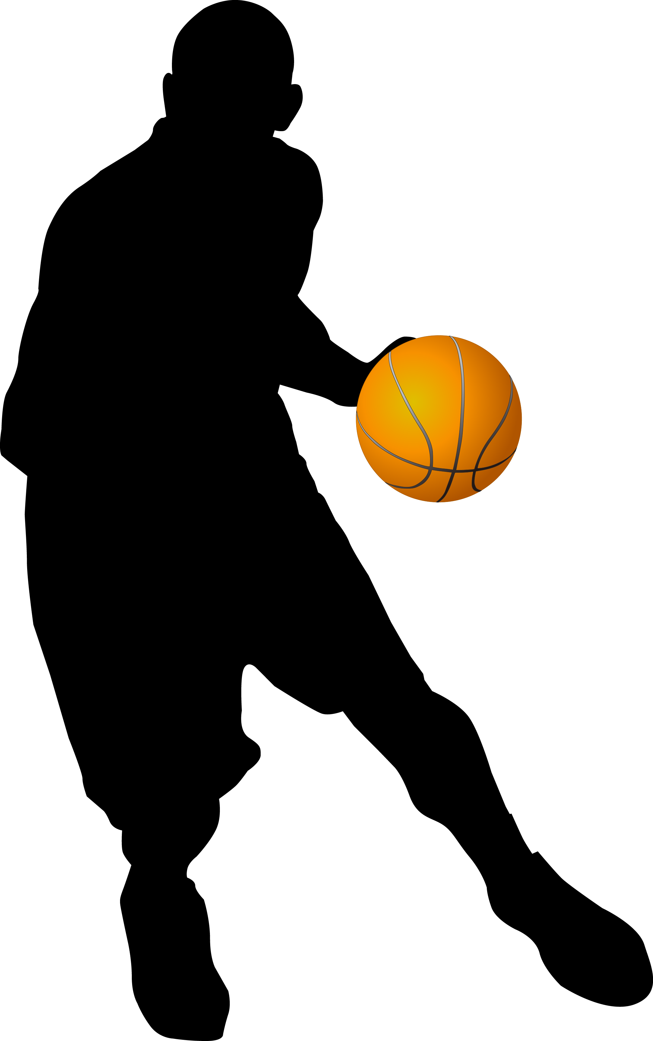Chicago Bulls Basketball Player Clip Art - Playing Basketball Silhouette Png (2165x3453)