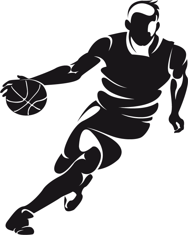 Basketball Dribbling Clip Art - Basketball Player Png (635x793)