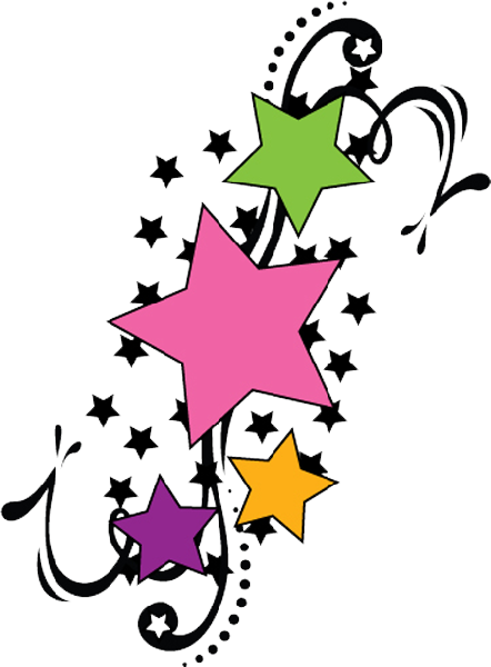 Shooting Star Tattoos- High Quality Photos And Flash - Stars Design Colorful (442x600)