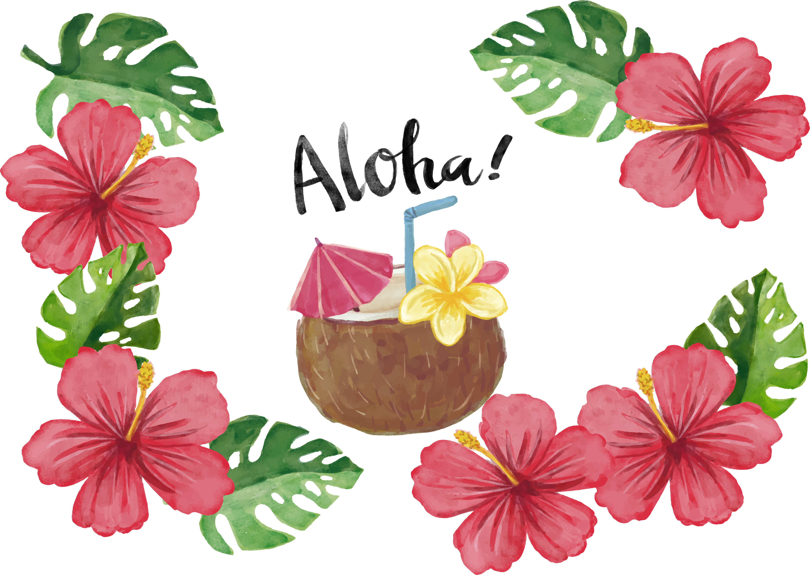 Red Tropical Flower Poster - Hawaiian Flowers Png (3348x2376)