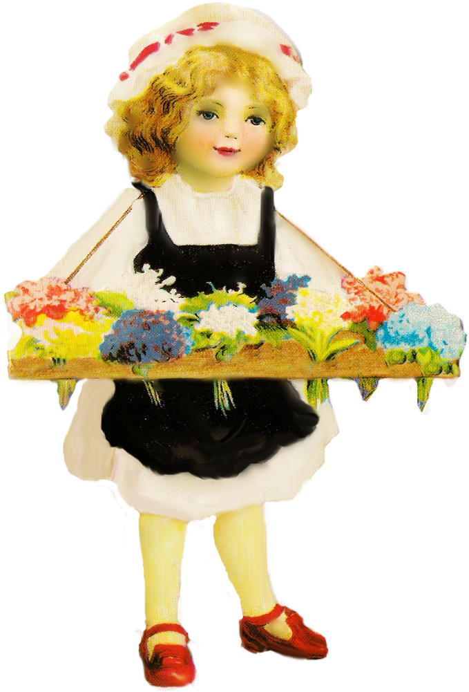 Vintage Flower Girl By Jinifur - Vintage Flower Girl Png (729x1025)