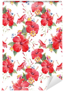 Watercolor Tropical Floral Vector Pattern Wall Mural - Watercolor Painting (400x400)