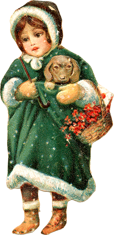 Vintage Christmas Girl Image - False Victorian Vintage Christmas 106 Printed Collage (388x800)