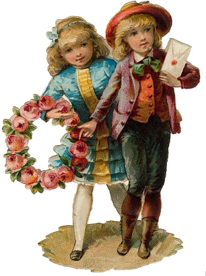 Vintage Victorian Christmas Die Cut Clip Art Day Eight - Kids Vintage Png (671x900)