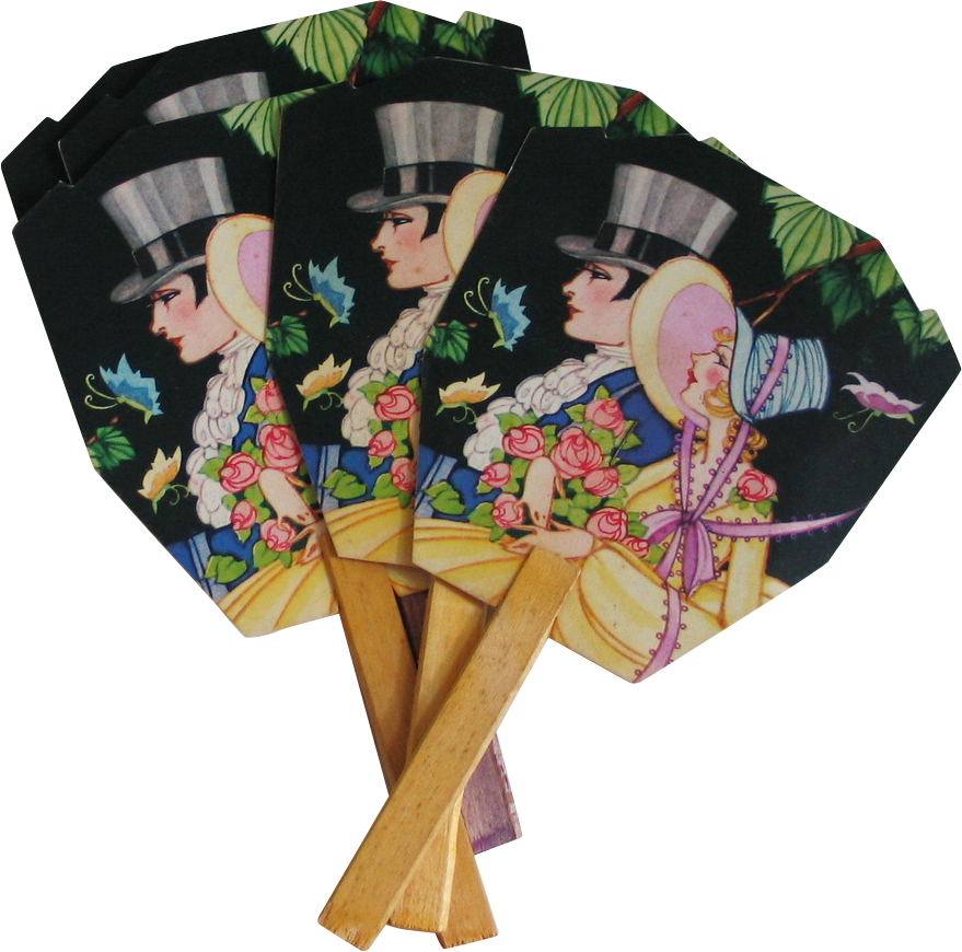 Vintage Art Deco Courting Couple Novelty Print Die - Kimono (879x870)