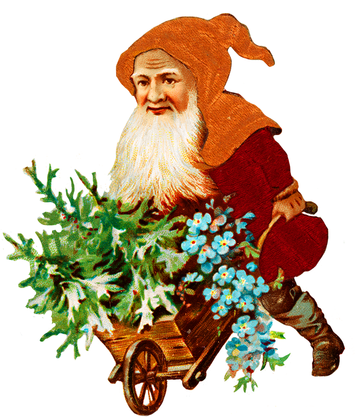 Vintage Clip Art Of Christmas Elf With Presents - Christmas Gnome Bad Png (749x886)