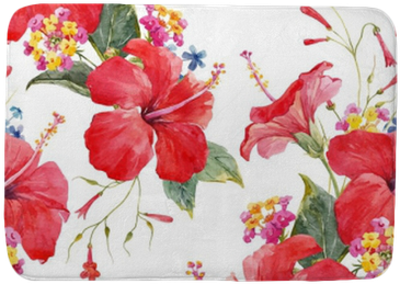 Watercolor Tropical Floral Vector Pattern Bath Mat - Watercolor Painting (400x400)
