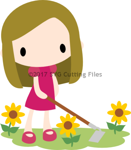Chibi Sunflower Girl With Hoe - Chibi (459x525)