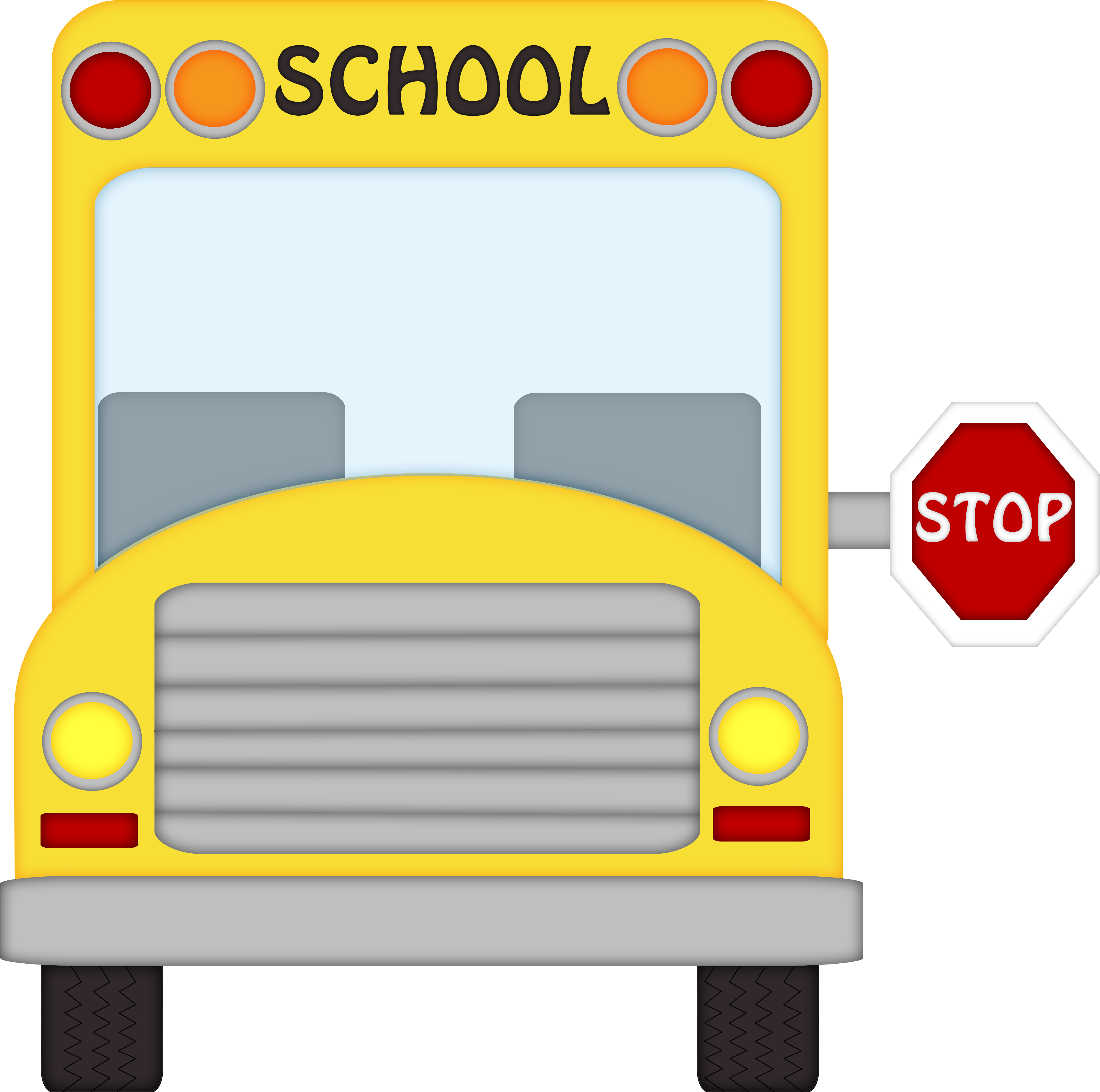 School Bus Clipart Transparent - Front School Bus Clipart (3927x3884)