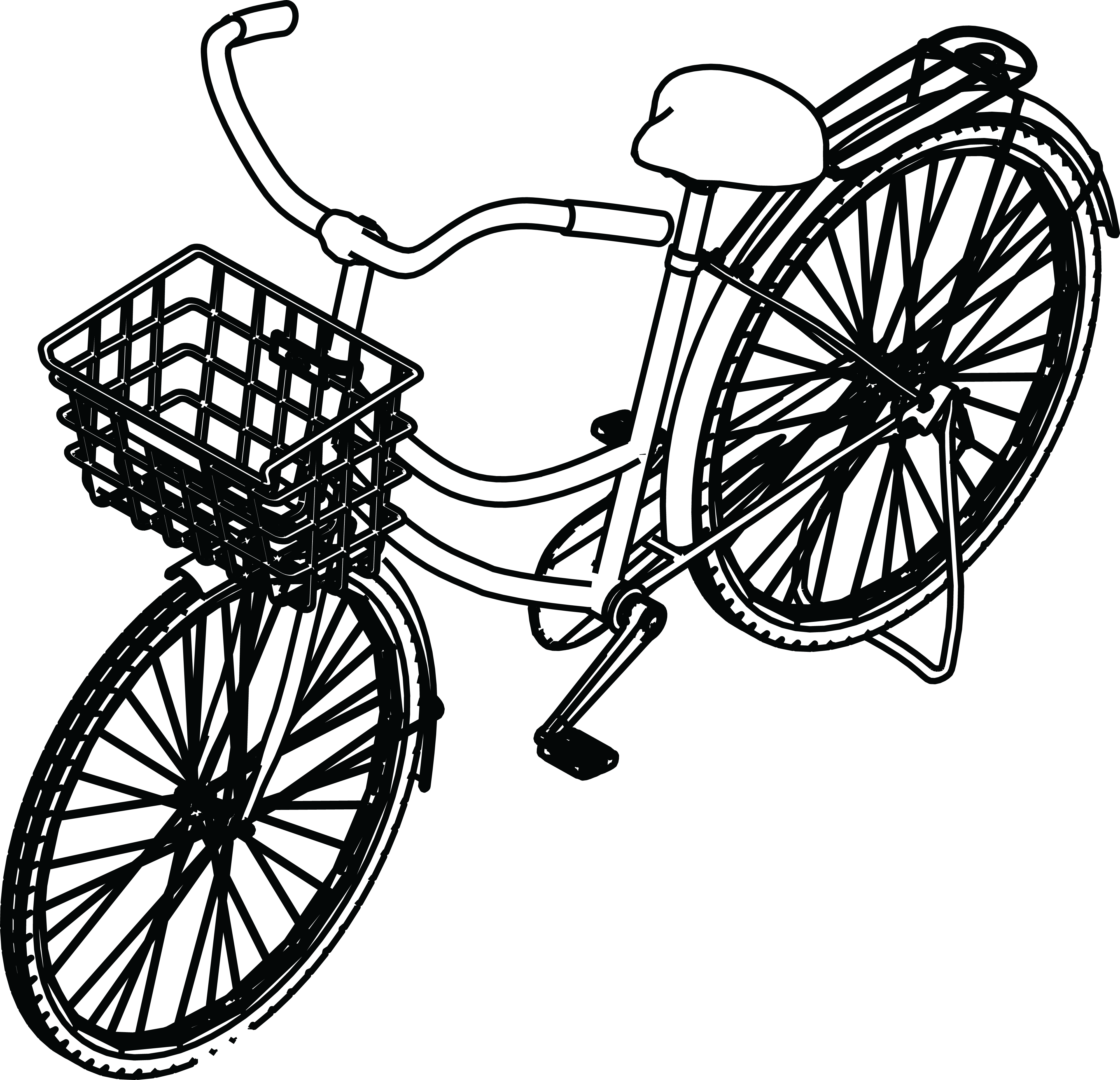 - Eps, - Svg, - Free Clipart Of A Bicycle With A Basket - Bicycle (4000x3859)