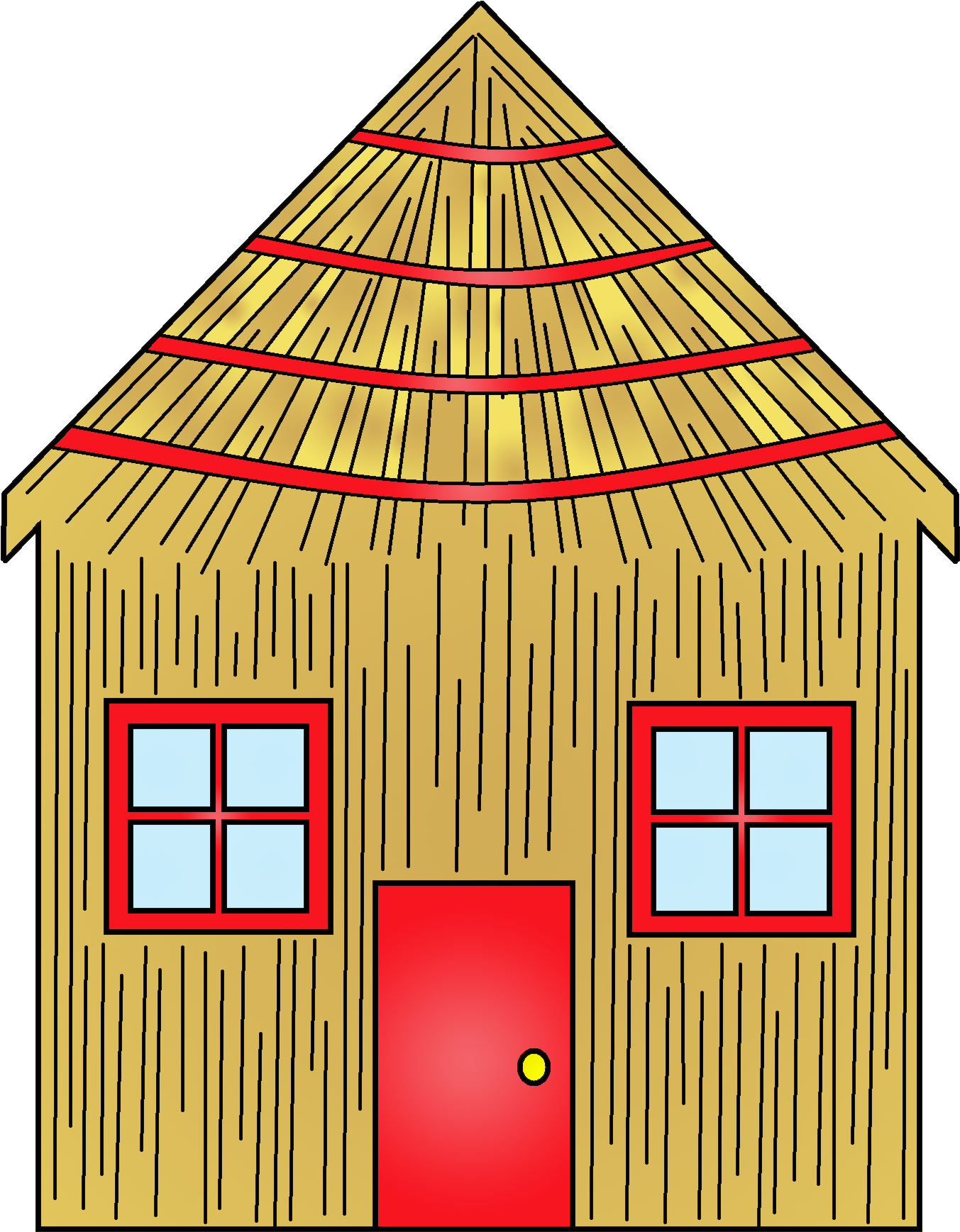 Hosue Clipart Three Pig - 3 Little Pigs Houses (1477x1837)